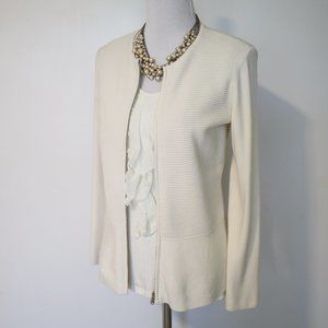 TALBOTS Size Medium Cardigan Sweater Ivory